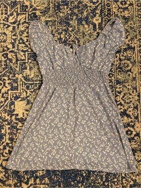 Love Tree Light Blue Floral Smocked Mini Dress
